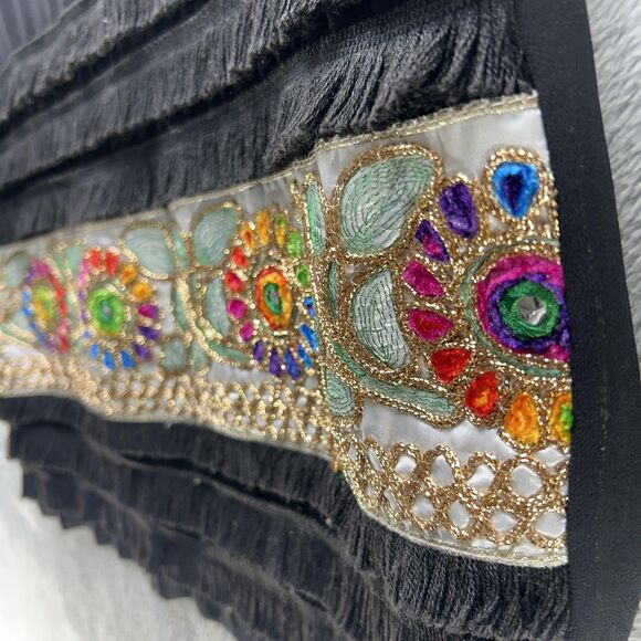 Stella Marina Collezione Dress 2XL Luxury Black Beaded Floral Fringe Shift - Picture 3 of 14